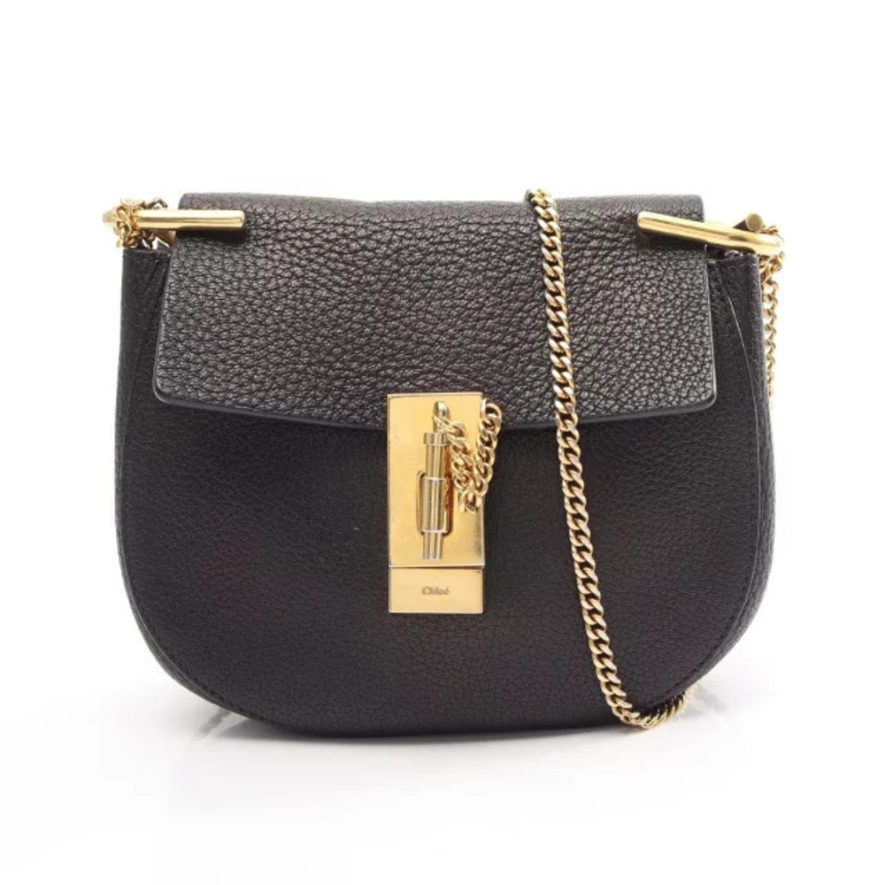 Chloe Drew Shoulder Bag Leather Black